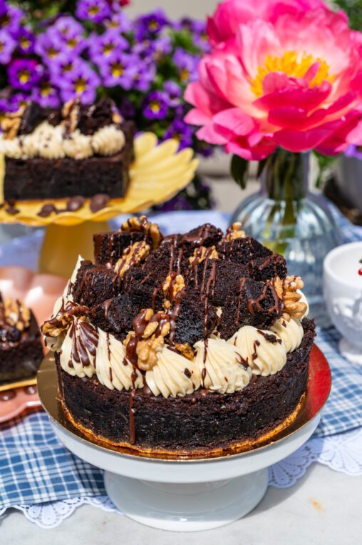 Caramel-brownietaart
